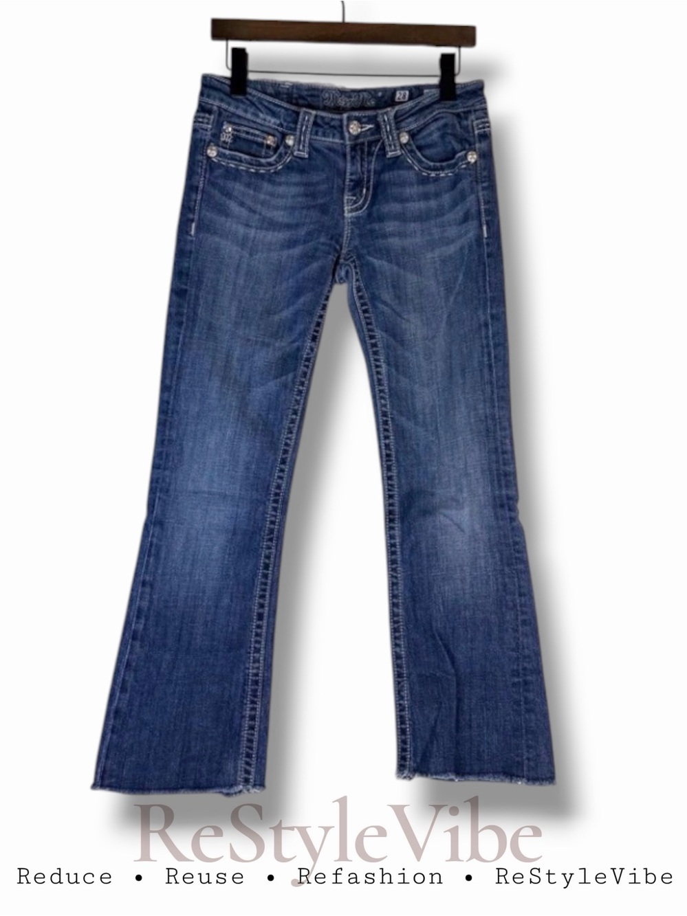 MISS ME Women’s Size 28 Denim Jeans Boot Fit Ankle Length Low Rise Stretch